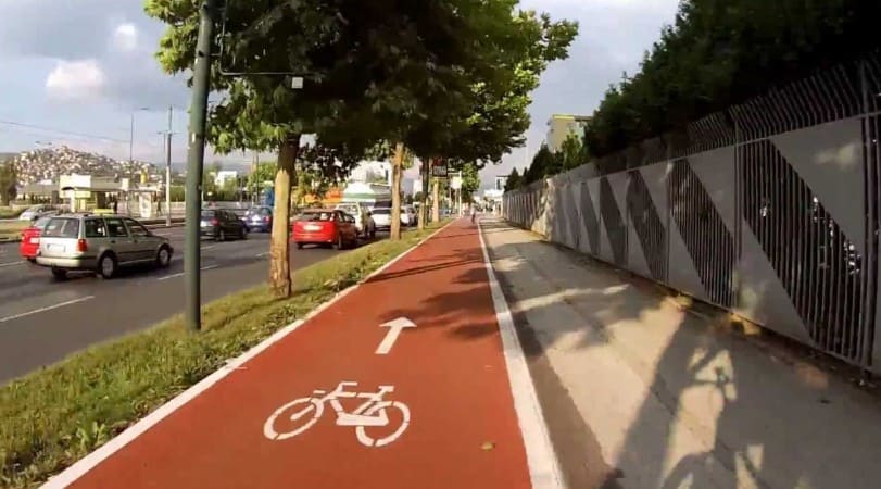 Biciklistička staza je saobraćajna površina posebno izgrađena za kretanje motocikala i automobila, koja se pruža duž kolovoza, odvojena je od puta i obeležena određenim saobraćajnim znakom.