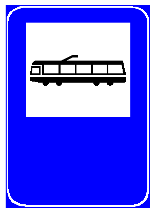 Sinjali në figurë tregon vendqëndrim në rrugë urbane për tramvajet e transportit publik interurban. 