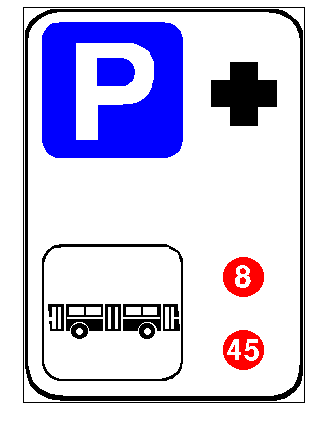 Sinjali në figurë tregon një vend, që mund të parkosh mjetin për të marrë autobusin e linjës të treguar me numër. 