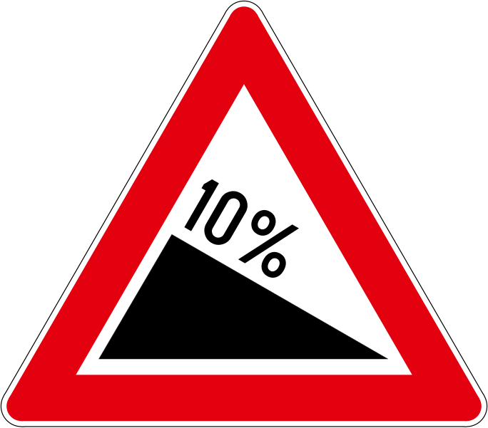 The sign of the triangle warns of the uneven road.
