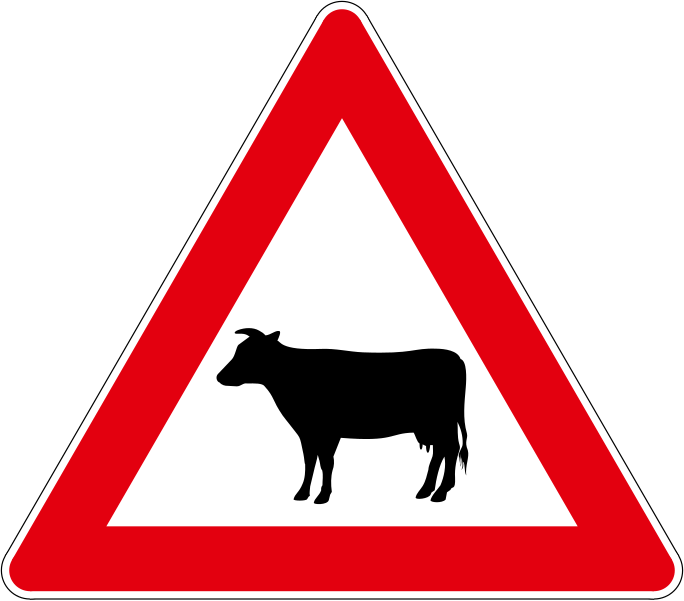 he traffic sign warns the place where wild animals cross the road.