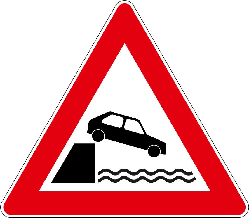 The traffic sign warns of the drawbridge.