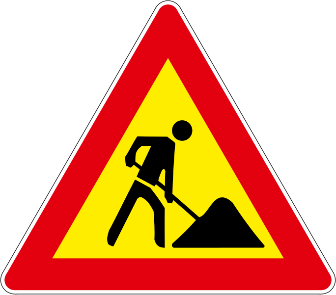 The traffic sign indicates road works.