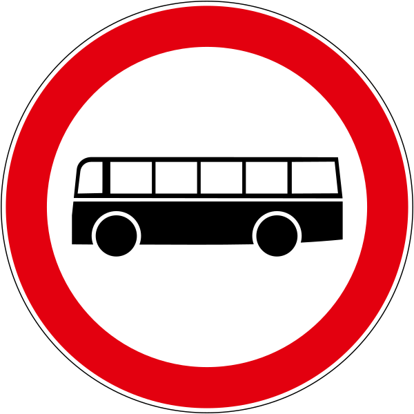 The traffic sign indicates the traffic lane for the bus.