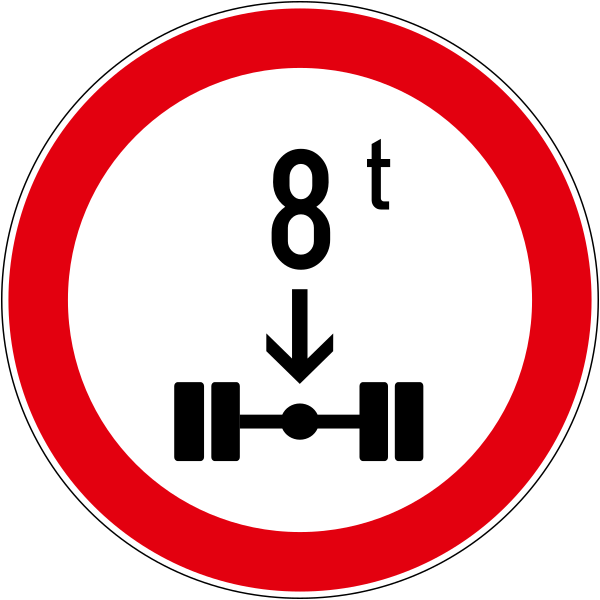 The traffic sign indicates a traffic ban for vehicles that exceed the specified axle load.