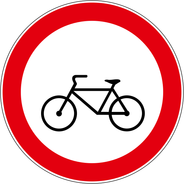 The traffic sign indicates a traffic prohibition for cyclists.