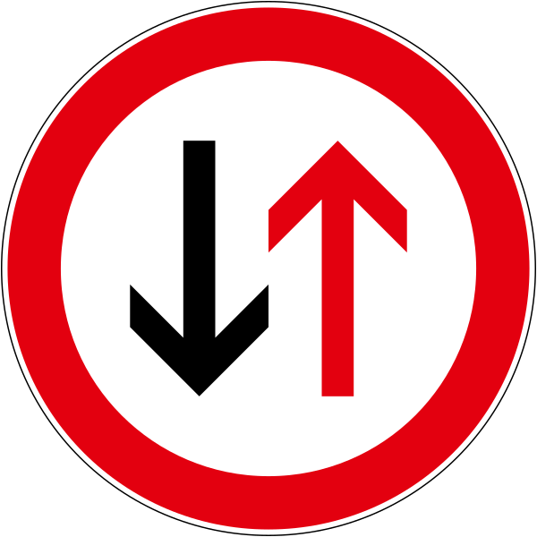 The traffic sign indicates the road where the traffic develops in one direction.