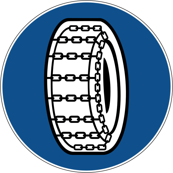 The traffic sign indicates mandatory spare tires.
