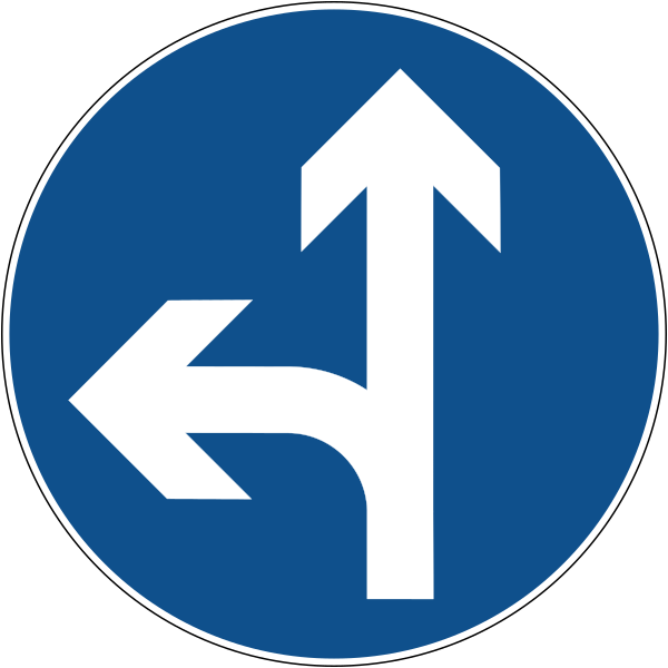 The traffic sign indicates the place where right and left movement is allowed.