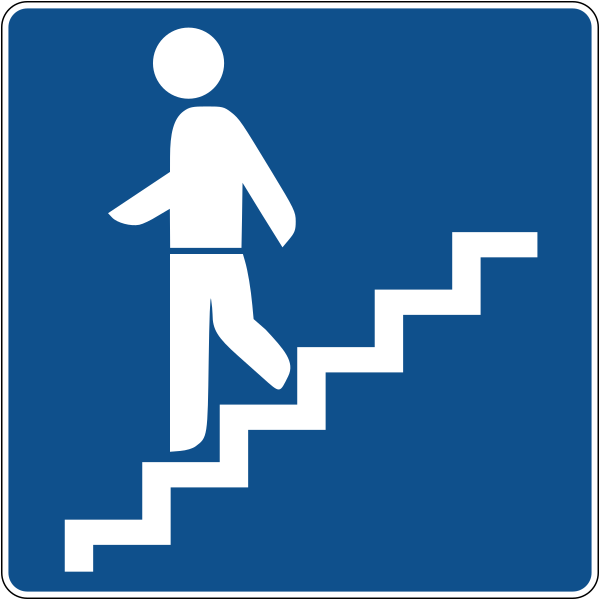 The traffic sign indicates ascending steps.
