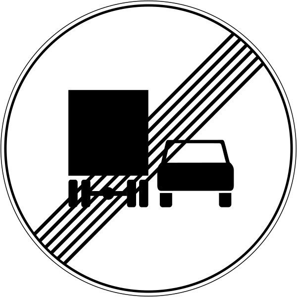 The traffic sign shows the part of the road where overtaking is not allowed for trucks