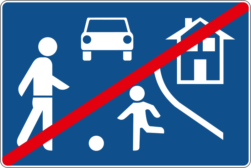 The traf. fic sign indicates the end of the quiet traffic zone.