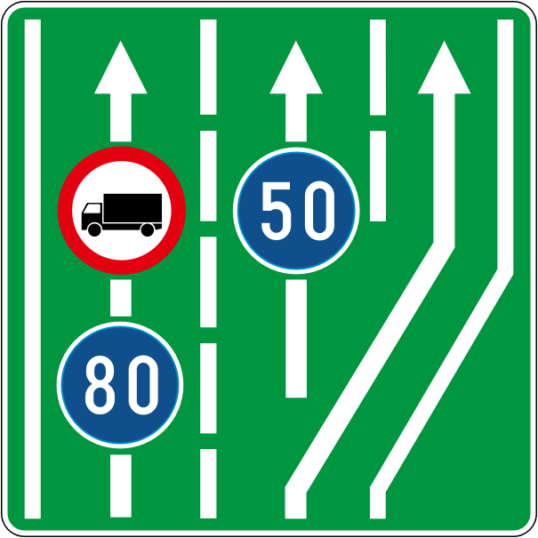 The traffic sign indicates the lineup of vehicles.