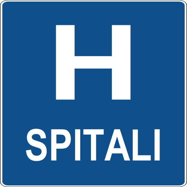 The traffic sign indicates the hospital.