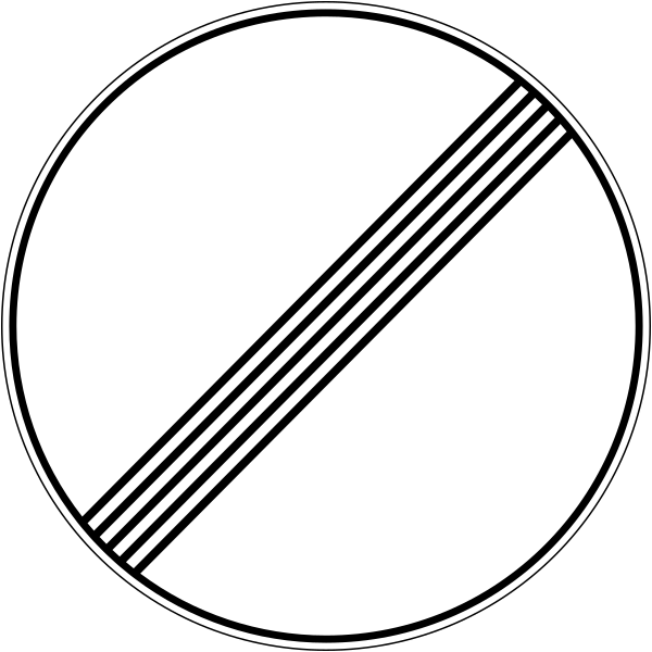 The traffic sign indicates the location where all the restrictions on that road end.