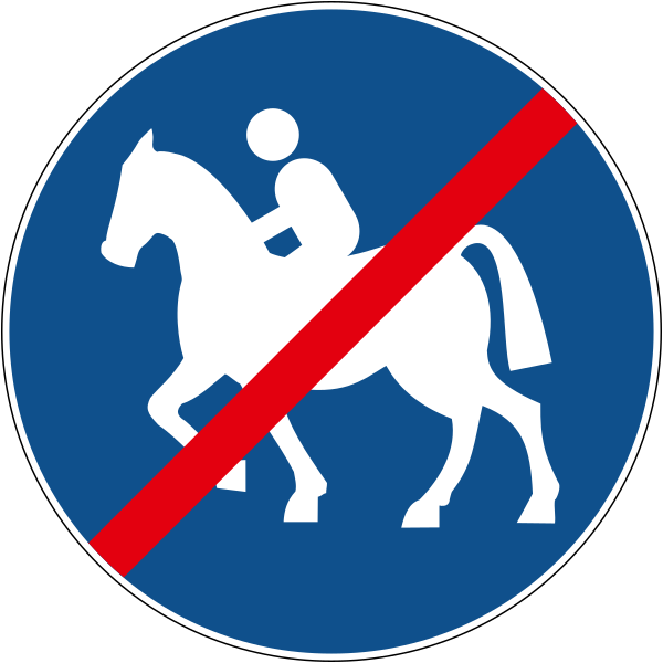 The traffic sign indicates the part of the road where riding is prohibited.