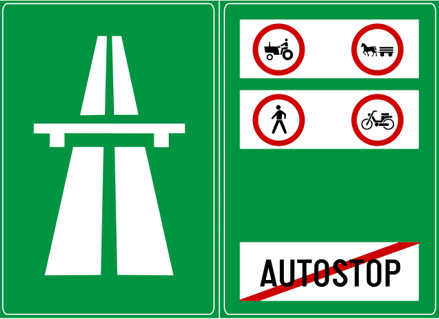 The traffic sign indicates the prohibition of traffic for certain types of vehicles on the highway (bicycles, mopeds, tractors...).