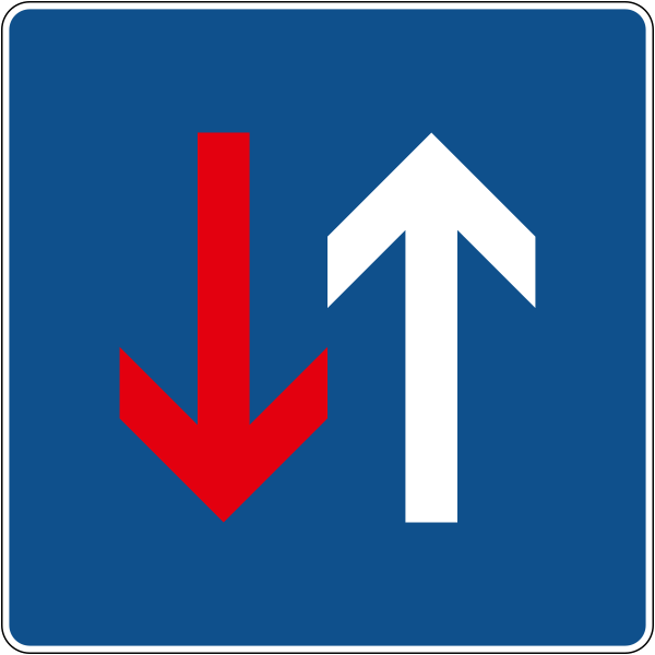 The traffic sign indicates the priority of passage in relation to vehicles coming from the opposite direction