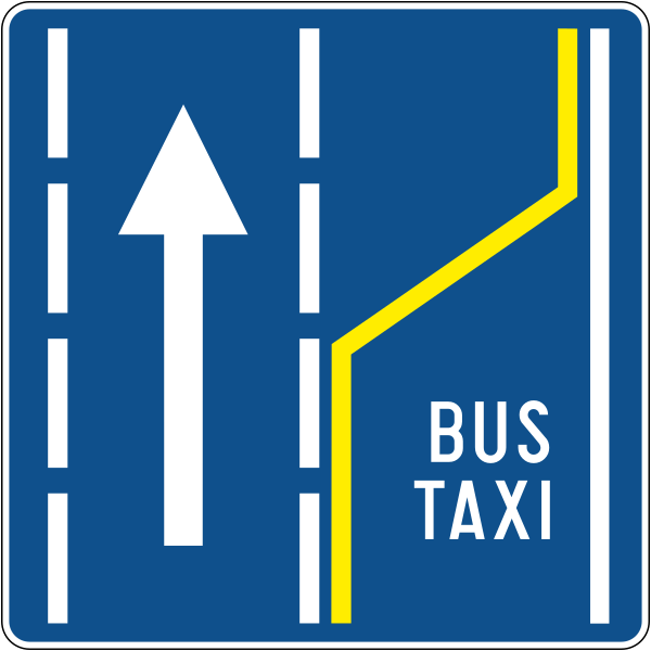 The traffic sign indicates the parking space on the street for buses.