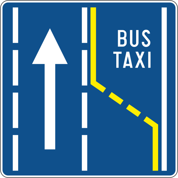 The traffic sign indicates the bus and taxi station.