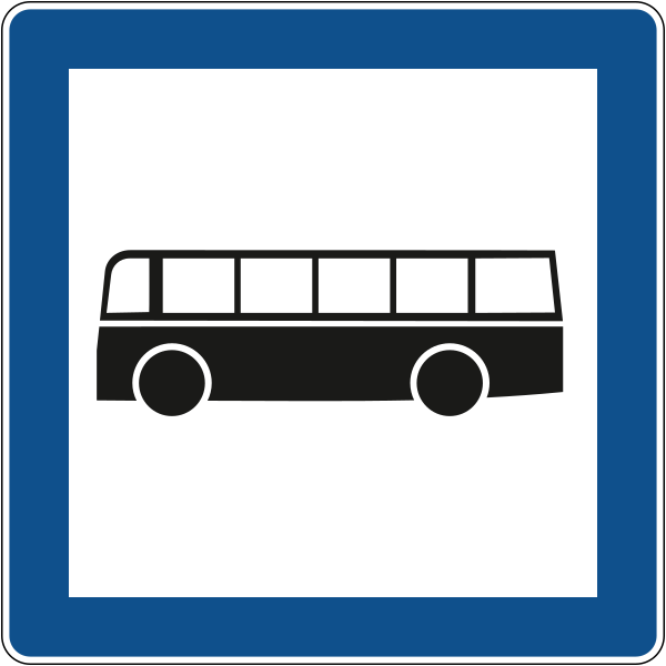 The sign indicates the bus stop location.