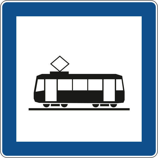 The traffic sign indicates the tram stop.