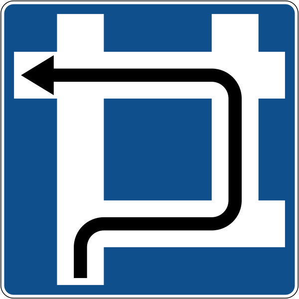 The traffic sign indicates an indirect left turn.