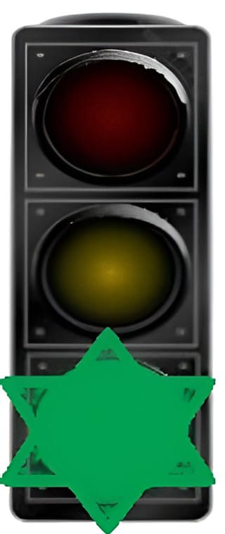 What is the meaning of the flashing green light (intermittently) at the traffic light?