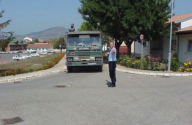What does the position of the policeman show?