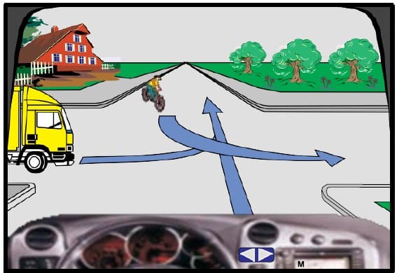 In this intersection the truck will move first.