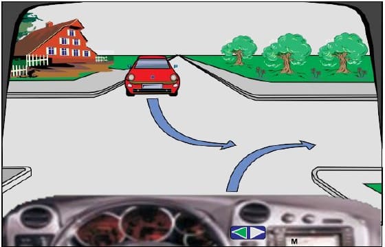 In this intersection, the red car moves first.
