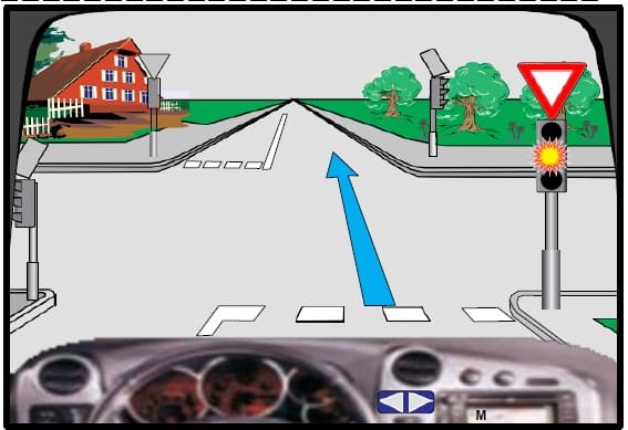 The flashing . In a traffic light, when the intermittent yellow light is on, I will wait until the green light comes on in the traffic light.