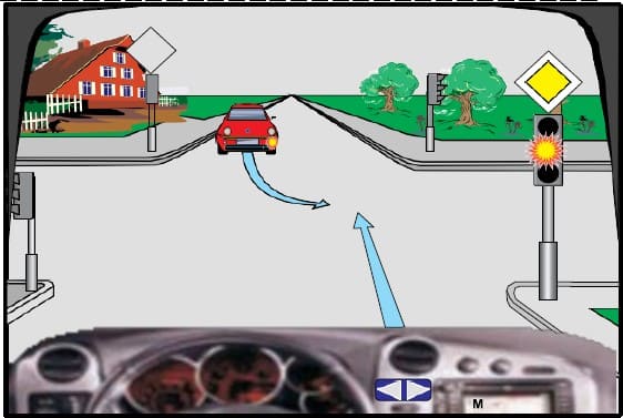 The flashing yellow light is on at the traffic light (intermittently), in this situation I will continue the movement without stopping.