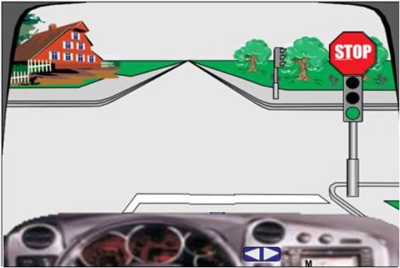 In this intersection, I am allowed to move straight, left or right without stopping.