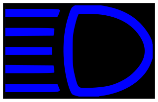 The control lamp signals (indicates) that the high beams are out of order.